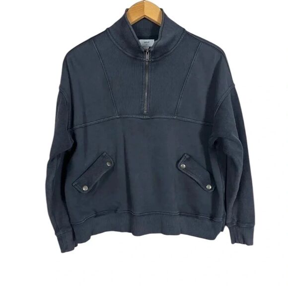 Aerie Grey Oversized Half Zip Pull Over Sweater Size Small EUC - Picture 1 of 5